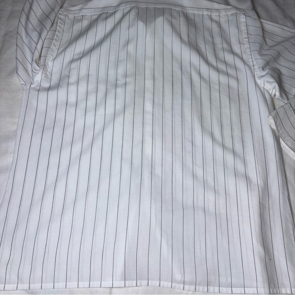 CHRISTIAN DIOR Chemises Pinstriped Womens Dress Shirt Size 18 White Vintage - Picture 6 of 9